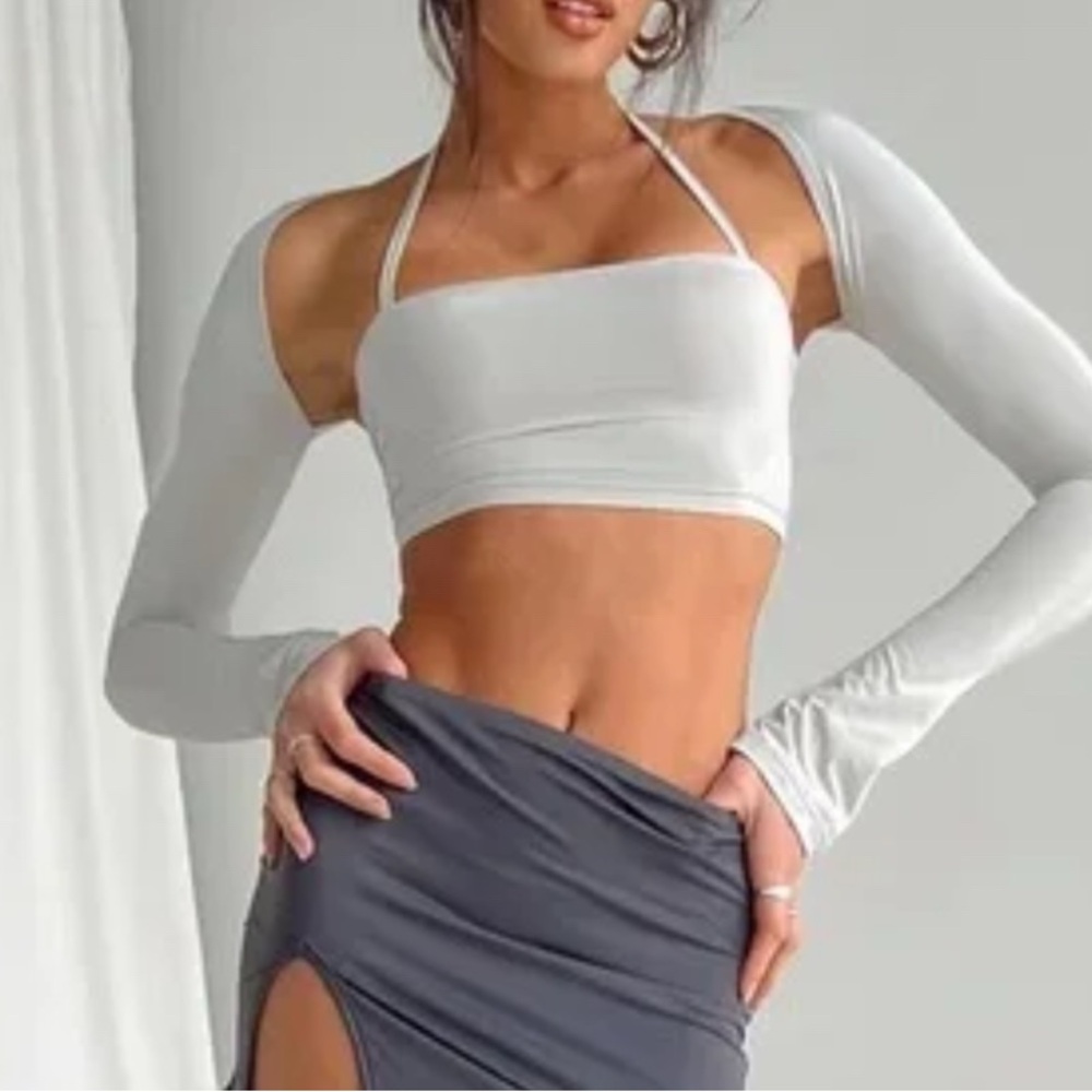 Princess Polly White Crop Top with Shrug